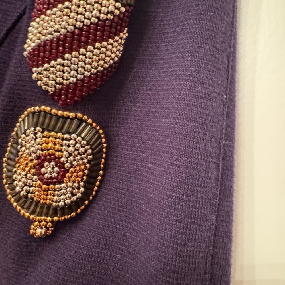Vtg ADRIENNE VITTADINI Jeweled Beaded Trophy Soft Cotton Knit Jacket Sz S - Picture 6 of 10